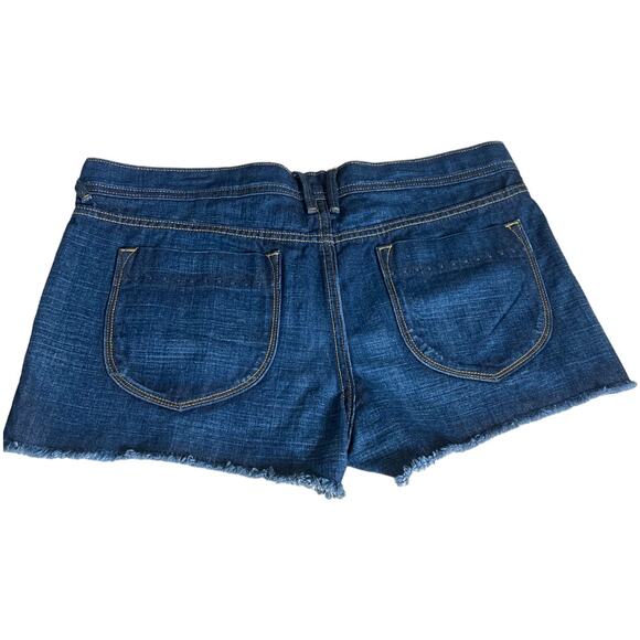 Old Navy Dark Wash Mid Rise Cut Off Jean Shorts Size 12 - Picture 1 of 6